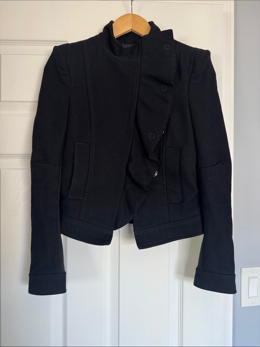 BCBGMaxAzria Black Structured Military-Style Jacket